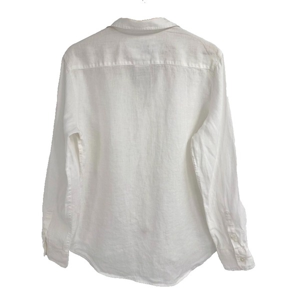 Frank & Eileen "Eileen" White Button Linen Shirt Womens Small Coastal Minimalist - Picture 2 of 13